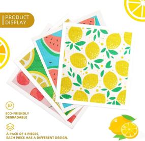 img 3 attached to 🧽 FUSTARKY Swedish Dishcloth (4 Pack): Eco-Friendly, Odorless Cleaning Cloth for Kitchen - Super Absorbent Rag in Multi-Colored Set