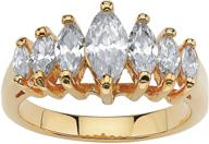 💍 platinum-plated sterling silver or 18k gold-plated marquise cut cubic zirconia graduated anniversary ring by palm beach jewelry logo