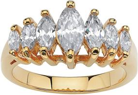 img 4 attached to 💍 Platinum-Plated Sterling Silver or 18K Gold-Plated Marquise Cut Cubic Zirconia Graduated Anniversary Ring by Palm Beach Jewelry