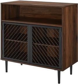 img 3 attached to 🍽️ Modern Metal Wood Buffet and Bar Cart Kitchen Dining Room Storage Cabinet Shelf Sideboard by Walker Edison - 32 Inch, Dark Walnut