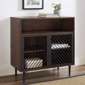 img 4 attached to 🍽️ Modern Metal Wood Buffet and Bar Cart Kitchen Dining Room Storage Cabinet Shelf Sideboard by Walker Edison - 32 Inch, Dark Walnut