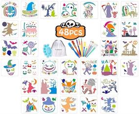 img 4 attached to 🎨 48 Pcs Painting Stencils for Kids and DIY Projects – Reusable Stencils for Wood, Wall, Canvas, Paper, Rocks, and Clothes (5 inch)