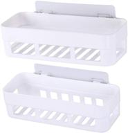 🛁 laigoo 2 pack adhesive bathroom shelves organizer shower caddy, sturdy plastic wall mounted shower shelves floating shelf vanity organizer basket (white) logo