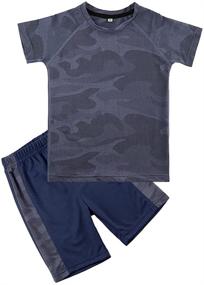 img 4 attached to 👕 KISBINI Big Boys Breathable Camouflage T-Shirt and Shorts Set for Summer