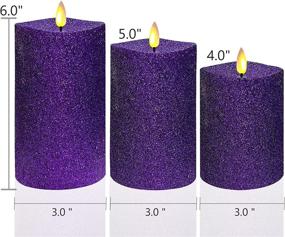 img 3 attached to Pack of 3 Flickering Flameless Christmas Purple Candles with Remote 🕯️ Timer and Battery Operated Non-Moving Flame Wick - Perfect Home Decor for Halloween