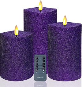 img 4 attached to Pack of 3 Flickering Flameless Christmas Purple Candles with Remote 🕯️ Timer and Battery Operated Non-Moving Flame Wick - Perfect Home Decor for Halloween