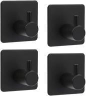 🔨 black stainless steel adhesive hooks by shineme - heavy duty wall hangers for coats, keys, towels - ideal for bathrooms, kitchen, office, and home - pack of 4 logo