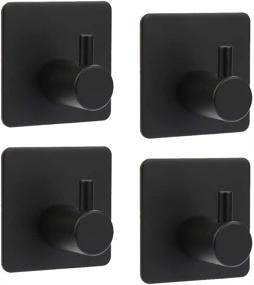 img 4 attached to 🔨 Black Stainless Steel Adhesive Hooks by ShineMe - Heavy Duty Wall Hangers for Coats, Keys, Towels - Ideal for Bathrooms, Kitchen, Office, and Home - Pack of 4