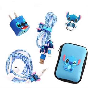 img 4 attached to 2021 Обновленный набор для защиты DIY Stitch для iPhone 7 8 Plus X iPad iPod iWatch Series - защита для кабеля данных USB, зарядное устройство, аудиокабель (Stitch)