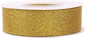 img 2 attached to 🎃 [2021 Halloween] 1 Inch Glitter Gold Ribbon - Sparkly Fabric Curling Ribbon for Christmas Decoration, Metallic Thin Ribbon for Gift Wrapping, Wedding, Holiday Party Decor, Thanksgiving - 25 Yards