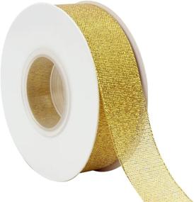 img 3 attached to 🎃 [2021 Halloween] 1 Inch Glitter Gold Ribbon - Sparkly Fabric Curling Ribbon for Christmas Decoration, Metallic Thin Ribbon for Gift Wrapping, Wedding, Holiday Party Decor, Thanksgiving - 25 Yards