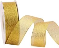 🎃 [2021 halloween] 1 inch glitter gold ribbon - sparkly fabric curling ribbon for christmas decoration, metallic thin ribbon for gift wrapping, wedding, holiday party decor, thanksgiving - 25 yards logo