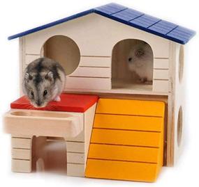 img 3 attached to 🏠 Premium Mrli Pet Hamster House & Hideout - Two-Story Wooden Hut Toy for Small Animals