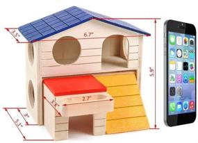 img 2 attached to 🏠 Premium Mrli Pet Hamster House & Hideout - Two-Story Wooden Hut Toy for Small Animals