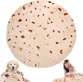 img 4 attached to JISUSU Burritos Tortilla Blanket - Giant Human Taco Blanket Realistic Soft Plush Comfort Round Food Blanket for Boys Girls Adults (60 inches Diameter) - Tortilla Warmer Blanket