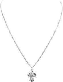 img 3 attached to 🕊️ Exquisite Rosemarie Collections Small Religious Four Way Cross Pendant Necklace - 18" piece for a meaningful style