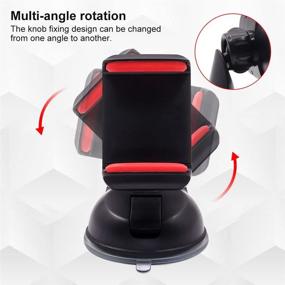 img 1 attached to 🚗 Versatile Car Phone Holder: Adjustable Windshield/Dashboard Mount with Easy View GPS Compatibility for iPhone 5 to SE/XS/XR, S20 - Silicone Black/Red