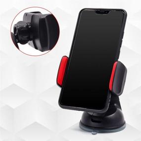 img 2 attached to 🚗 Versatile Car Phone Holder: Adjustable Windshield/Dashboard Mount with Easy View GPS Compatibility for iPhone 5 to SE/XS/XR, S20 - Silicone Black/Red