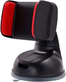 img 4 attached to 🚗 Versatile Car Phone Holder: Adjustable Windshield/Dashboard Mount with Easy View GPS Compatibility for iPhone 5 to SE/XS/XR, S20 - Silicone Black/Red