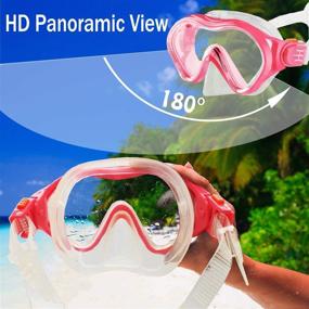 img 2 attached to 🏊 Anti Leak Kids Snorkeling Gear - HHAO Sport Junior Snorkel Set with 180° Panoramic View, Anti Fog Swim Goggles, Nose Cover, Scuba Diving Mask, Dry Snorkel for Boys & Girls 4-13 Yrs Old (Pink)