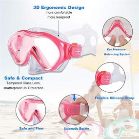 img 1 attached to 🏊 Anti Leak Kids Snorkeling Gear - HHAO Sport Junior Snorkel Set with 180° Panoramic View, Anti Fog Swim Goggles, Nose Cover, Scuba Diving Mask, Dry Snorkel for Boys & Girls 4-13 Yrs Old (Pink)