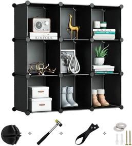 img 4 attached to 📚 Organize in Style with GREENSTELL 9 Cubes Storage Organizer: A Multifunctional Bookcase, Cabinet, and Closet for Books, Clothes, Toys, Artworks, Decorations (Black)