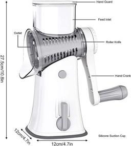 img 3 attached to 🧀 Kowth 5-in-1 Rotary Cheese Grater and Mandoline Vegetable Slicer for Kitchen - Powerful Rotary Grater and Shredder for Cheese, Fruits, Potatoes, and Nuts