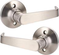 🚪 furniware 2pack dummy lever door handle for closets - satin nickel finish, single-sided, non-turning with door bumper wall protectors - heavy duty, brushed satin nickel логотип