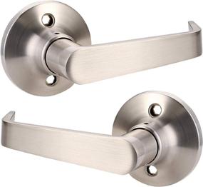 img 4 attached to 🚪 Furniware 2Pack Dummy Lever Door Handle for Closets - Satin Nickel Finish, Single-Sided, Non-Turning with Door Bumper Wall Protectors - Heavy Duty, Brushed Satin Nickel