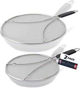 img 4 attached to 🍳 Premium Set of 2 Splatter Screens - 9.5 inch and 13 inch Diameter Guards - Shield Your Kitchen from Grease Splatter while Cooking - Fits Most Pans