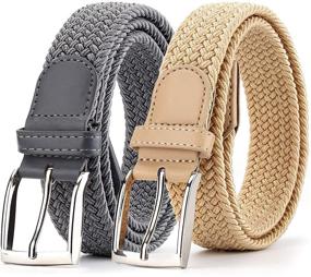 img 4 attached to 👔 Stylish and Durable Elastic Braided Woven Canvas Belts for Men's Accessories