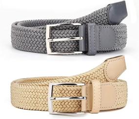 img 3 attached to 👔 Stylish and Durable Elastic Braided Woven Canvas Belts for Men's Accessories