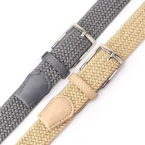 img 2 attached to 👔 Stylish and Durable Elastic Braided Woven Canvas Belts for Men's Accessories