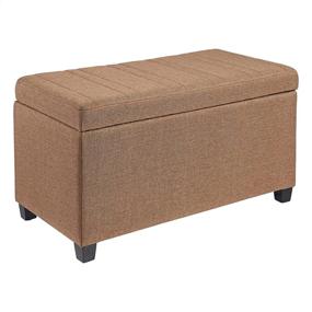 img 4 attached to 🔳 Versatile and Stylish FIRST HILL FHW Upholstered Storage Ottoman with Hinged Lid in Sandybrown - A Perfect Addition for Organized and Elegant Spaces