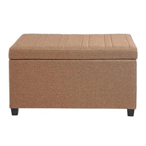 img 2 attached to 🔳 Versatile and Stylish FIRST HILL FHW Upholstered Storage Ottoman with Hinged Lid in Sandybrown - A Perfect Addition for Organized and Elegant Spaces