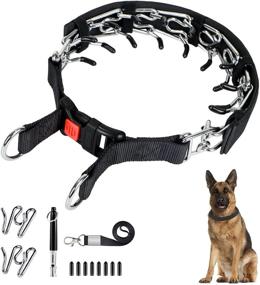 img 4 attached to 🐶 ivienx Припонс Колье для Дрессировки Собаки с Дополнительными Звеньями и Свистком - Карабинного Замка быстрого выпуска, Резиновыми Колпачками - Колье без Рывков для Маленьких, Средних и Больших Пород Собак