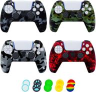 🎮 【4 pack】 ps5 controller cover skin protector, non-slip silicone skin with thumb grips cases for playstation 5 (red+gray+green+black) логотип