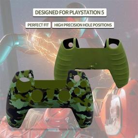 img 3 attached to 🎮 【4 Pack】 PS5 Controller Cover Skin Protector, Non-Slip Silicone Skin with Thumb Grips Cases for Playstation 5 (Red+Gray+Green+Black)