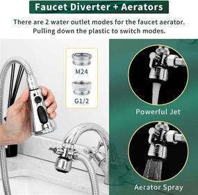 img 3 attached to 🚰 Versatile Kitchen Faucet Hose Attachment: Sink Sprayer Replacement Head with 6.5 Ft Stainless Steel Hose for Hair Washing, Laundry Room, and Pet Shower - Water Saving Aerator & 3-Way Diverter Valve Included