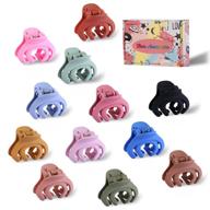 premium 12 pack of 1.57 inch small hair clips: non-slip claw for women and girls - strong matte rubber clamps for fine thin hair (mixed colors) logo