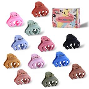 img 4 attached to Premium 12 Pack of 1.57 Inch Small Hair Clips: Non-Slip Claw for Women and Girls - Strong Matte Rubber Clamps for Fine Thin Hair (Mixed Colors)