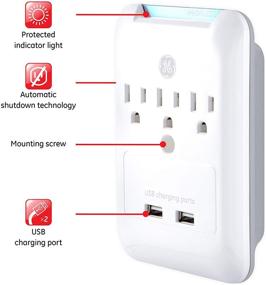 img 3 attached to GE Pro 3-Outlet Extender with 2 USB Ports: Surge Protector & Charging Station Wall Tap