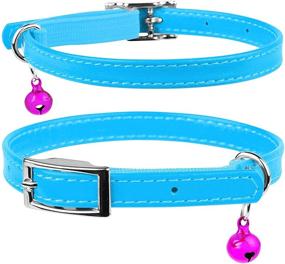 img 3 attached to 🐱 Stylish Breakaway Leather Cat Collar with Bell & Elastic Strap - Neck Fit 6 3/4"-7 7/8" - Perfect for Kittens - Available in Multiple Colors!