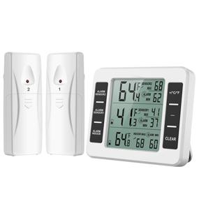 img 4 attached to 🌡️ AMIR Indoor Outdoor Thermometer with Audible Alarm - Sensor Temperature Monitor for Refrigerator, Freezer, Kitchen, Home (Battery not Included)