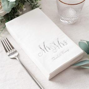 img 3 attached to 🎉 Crisky Elegant Mr & Mrs Dinner Napkins - Perfect for Silver Wedding Anniversaries