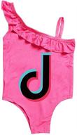 ruffles shoulder swimsuit asymmetric 2 8years logo