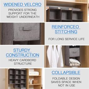 img 2 attached to 👞 Maximize Closet Space with Foldable Grey Wardrobe Hanging Shelves - Ideal for Sweaters, Shoes, Kids' Stuff, Nursery Essentials, and Clothing Accessories (3 Shelves, Grey3)