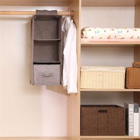 img 1 attached to 👞 Maximize Closet Space with Foldable Grey Wardrobe Hanging Shelves - Ideal for Sweaters, Shoes, Kids' Stuff, Nursery Essentials, and Clothing Accessories (3 Shelves, Grey3)