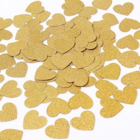 img 4 attached to 🎉 MOWO Gold Glitter Heart Paper Confetti - 1.2’’ Diameter - Wedding Party Decor and Table Decoration - 200 Pieces