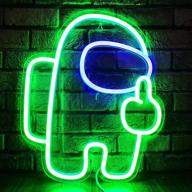 among us neon sign - middle finger led light for game room decor & gamer gift - usb powered, ideal neon light for man cave, bedroom, bar, party, club (among us - green) логотип